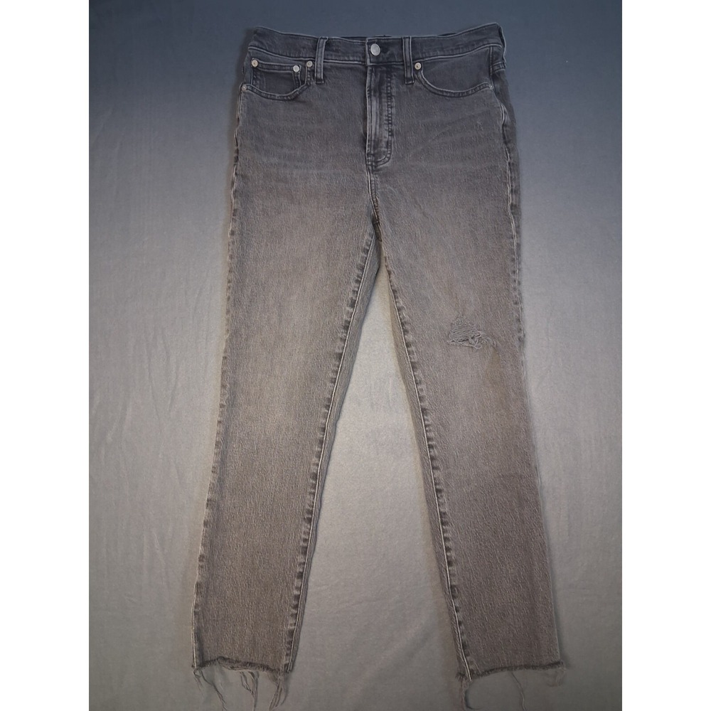 Madewell The Perfect Vintage Jean Straight Leg Raw Hem Denim Gray Women's 28